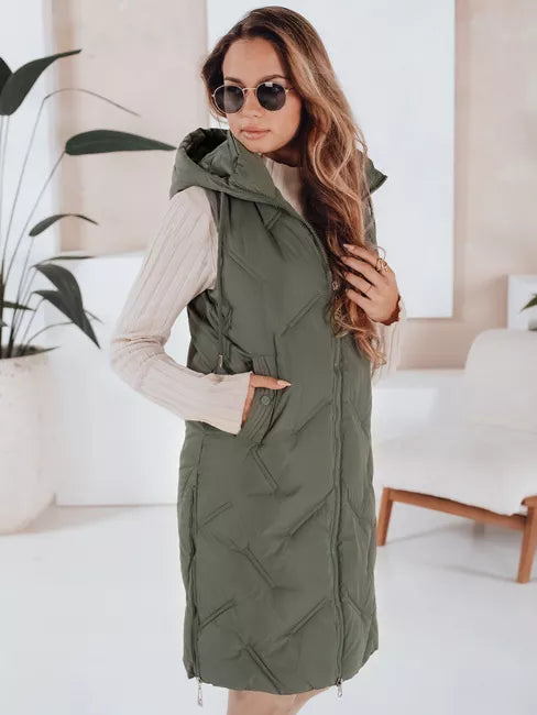 Women's green long vest Lino