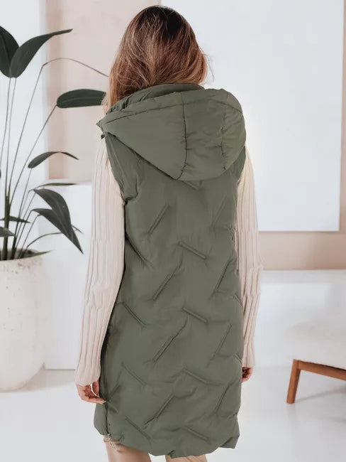 Women's green long vest Lino