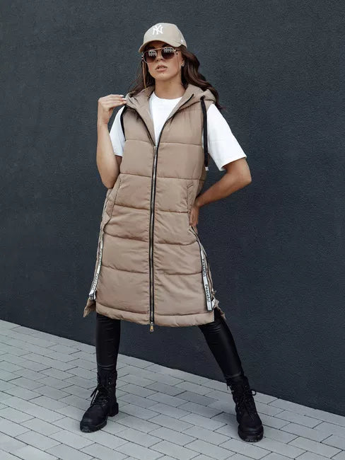 Women's brown long vest Skyler 