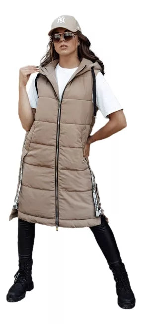 Women's brown long vest Skyler 