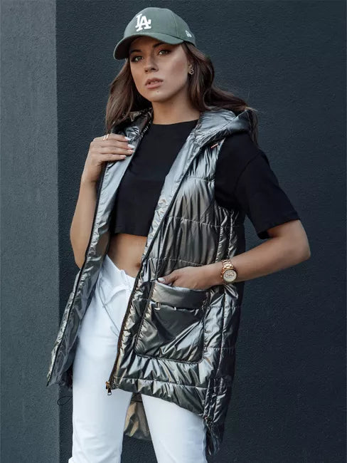 Women's gray shiny vest Jess 