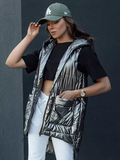Women's gray shiny vest Jess 