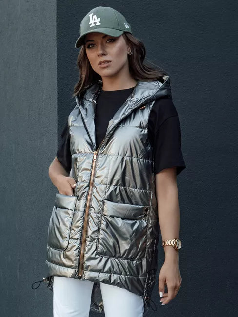 Women's gray shiny vest Jess 