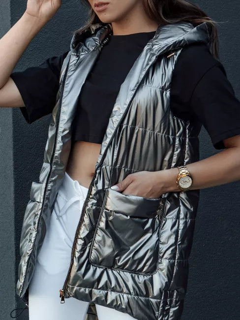 Women's gray shiny vest Jess 