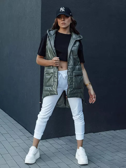 Women's dark green shiny vest Jess 