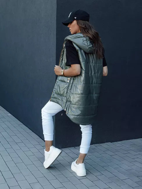 Women's dark green shiny vest Jess 