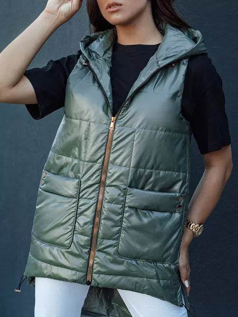 Women's dark green shiny vest Jess 
