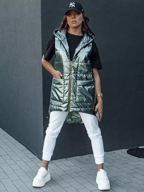 Women's green shiny vest Jess 