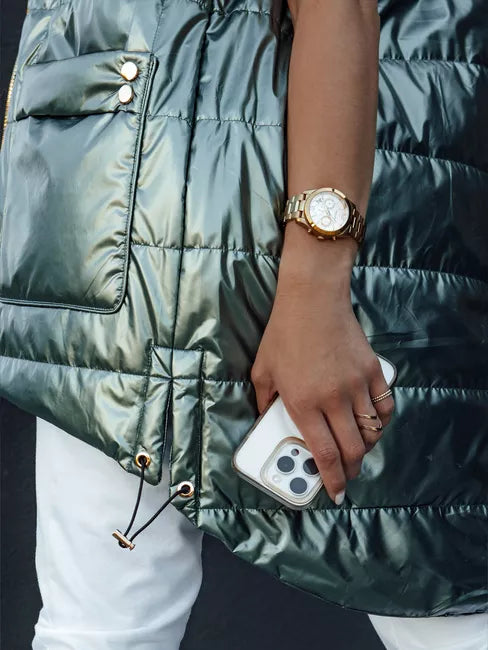 Women's green shiny vest Jess 