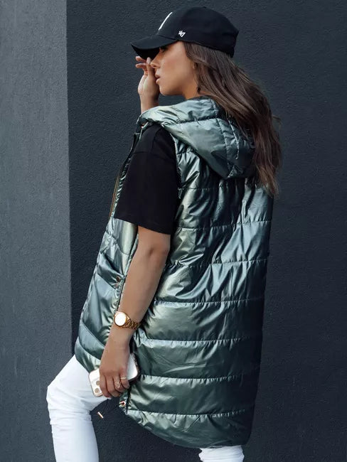 Women's green shiny vest Jess 