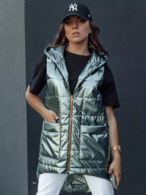 Women's green shiny vest Jess 