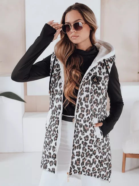 Women's white leopard print vest Elmera