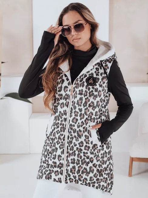 Women's white leopard print vest Elmera