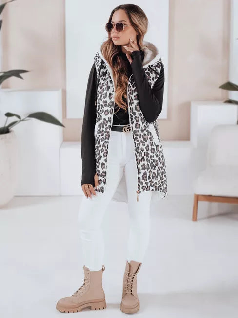 Women's white leopard print vest Elmera