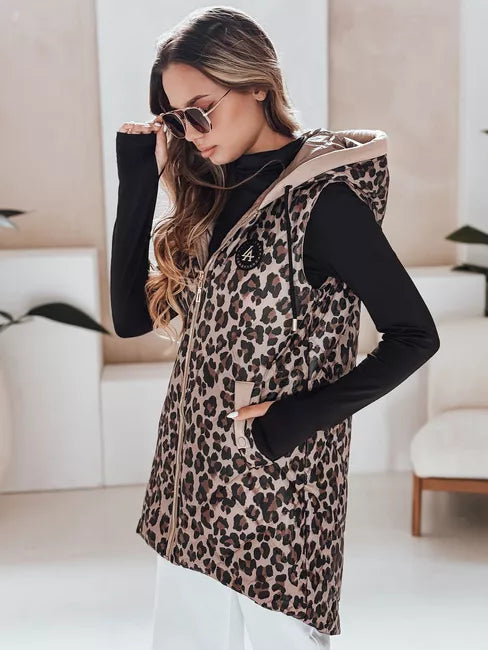 Women's brown leopard print vest Elmera