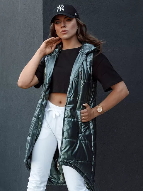 Women's green long vest Meris 