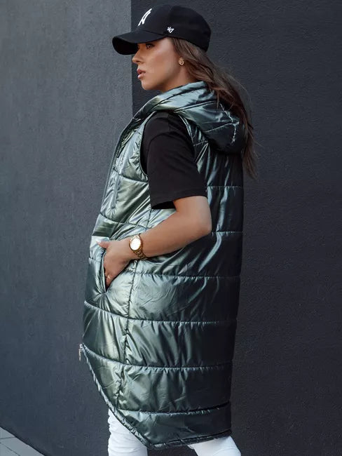 Women's green long vest Meris 