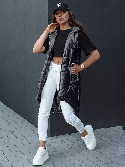 Women's black long vest Meris 