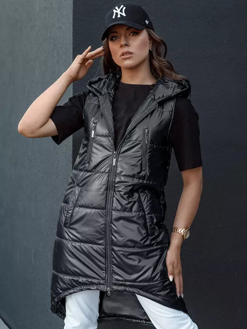 Women's black long vest Meris 