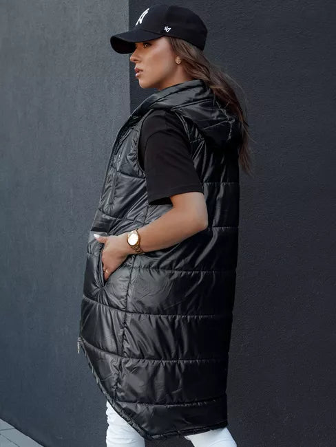 Women's black long vest Meris 