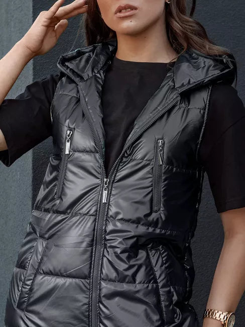 Women's black long vest Meris 