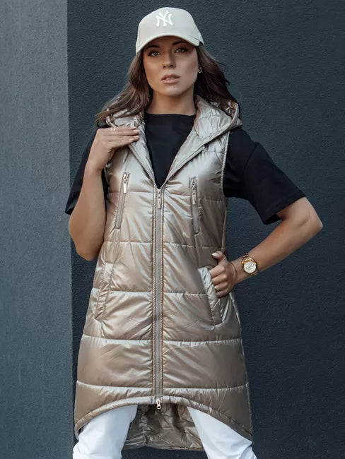 Women's brown long vest Meris 