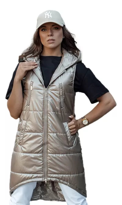Women's brown long vest Meris 