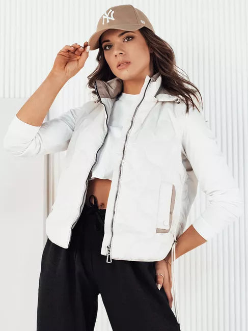 Women's white vest with hood Teros 