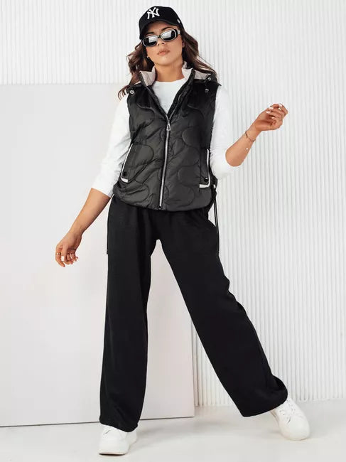 Women's black hooded vest Teros 