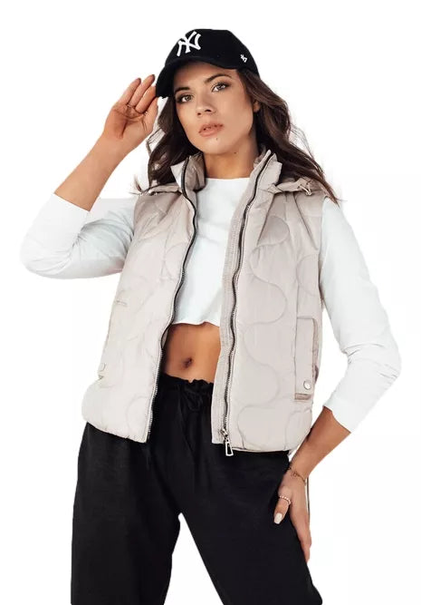 Women's light gray hooded vest Teros 