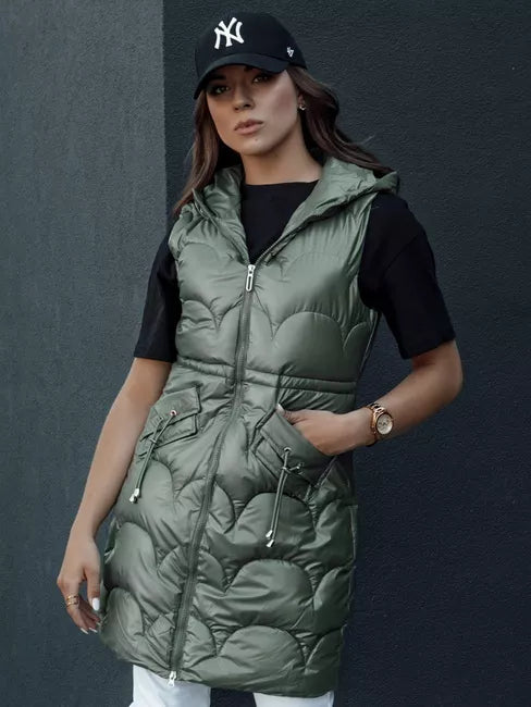 Women's green hooded vest Dona