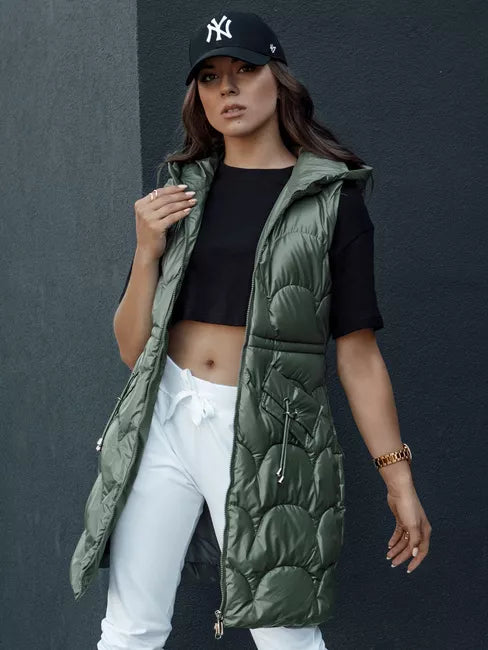 Women's green hooded vest Dona