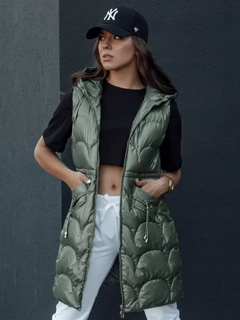 Women's green hooded vest Dona