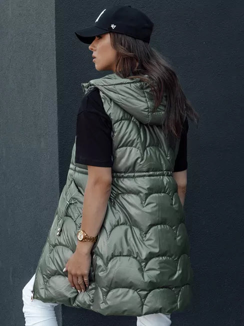Women's green hooded vest Dona