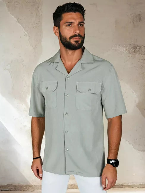 Men's gray short-sleeved shirt Kenat