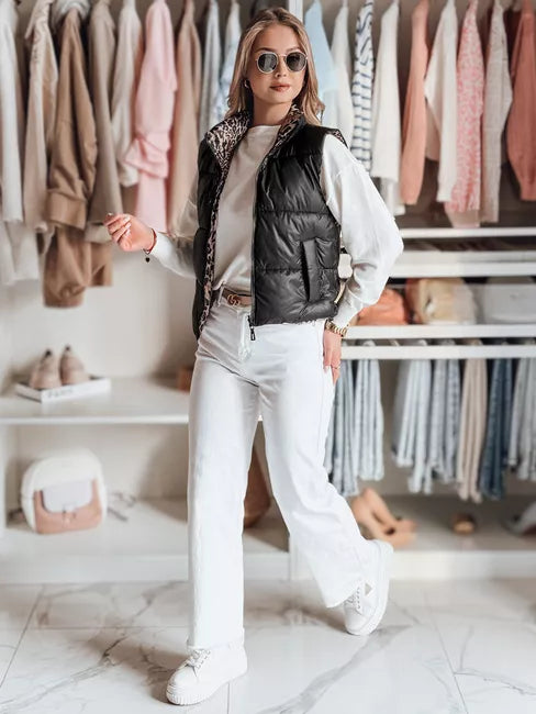 Women's black reversible vest Puff