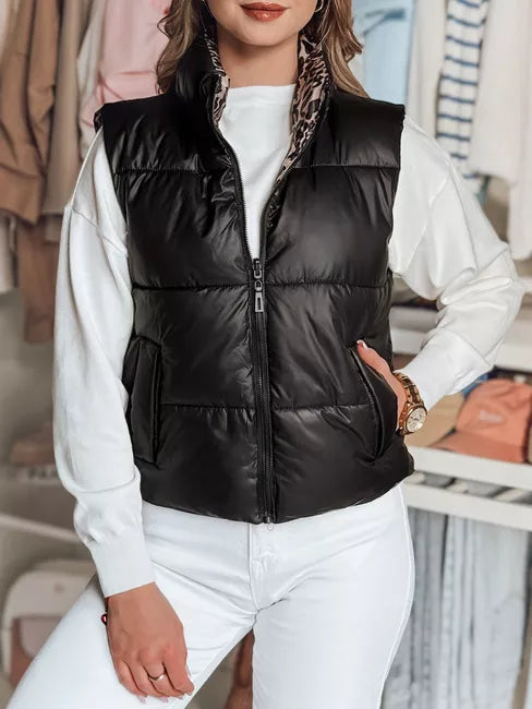 Women's black reversible vest Puff