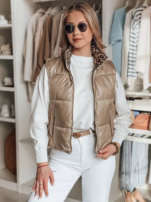 Women's brown reversible vest Puff