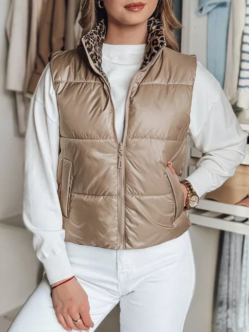 Women's brown reversible vest Puff