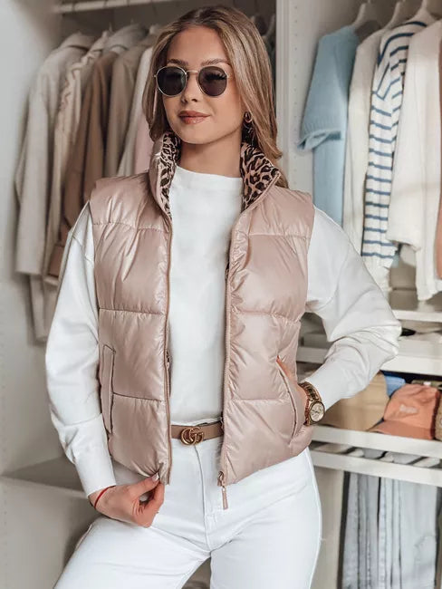 Women's light pink reversible vest Puff
