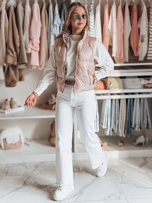 Women's light pink reversible vest Puff