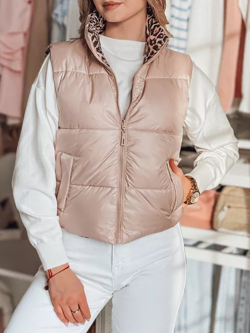 Women's light pink reversible vest Puff