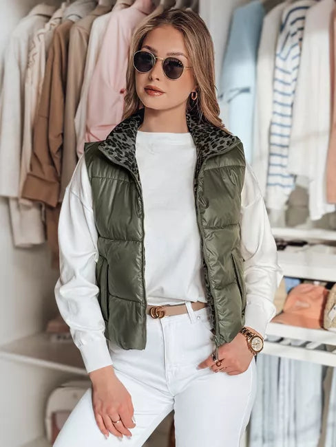 Women's green reversible vest Puff