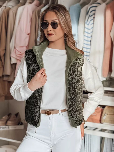 Women's green reversible vest Puff