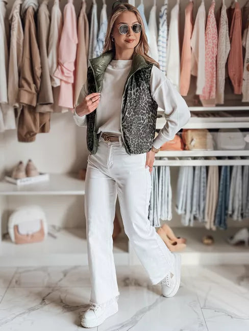 Women's green reversible vest Puff