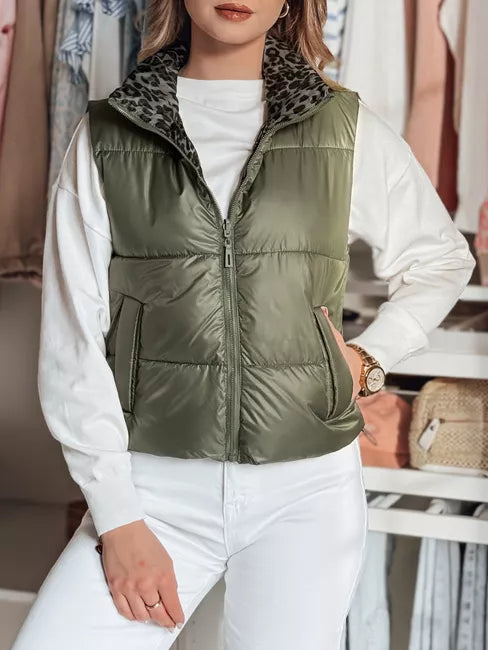 Women's green reversible vest Puff