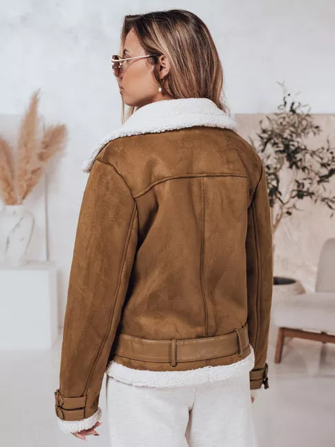Women's brown jacket with fur Lever