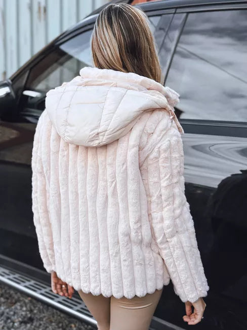 Women's brown fur jacket with hood Marly