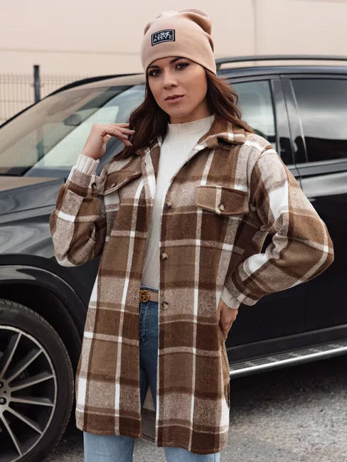 Women's brown shirt-style jacket Plaidify 