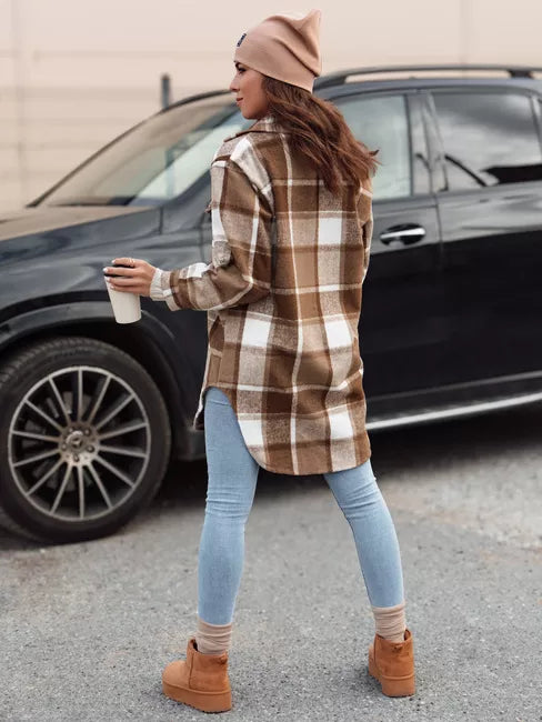 Women's brown shirt-style jacket Plaidify 